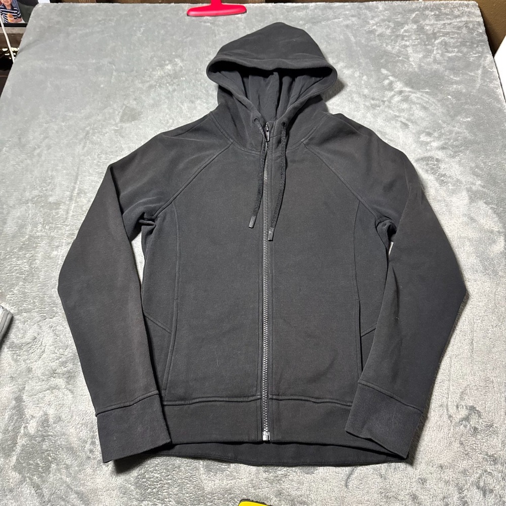 Lululemon Triumph Hoodie Women's Size 6 Black Cotton Casual Long Sleeve Full Zip